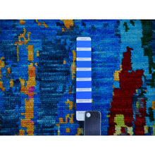 Load image into Gallery viewer, 9&#39;x11&#39;9&quot; Hot Pink With Sapphire Blue, Modern Design, Hand Knotted, Soft To The Touch, Pure Wool, Oriental Rug FWR479622