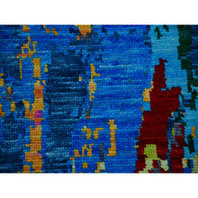 Load image into Gallery viewer, 9&#39;x11&#39;9&quot; Hot Pink with Sapphire Blue, Modern Design, Hand Knotted, Soft to the Touch, Pure Wool, Oriental Rug FWR479622