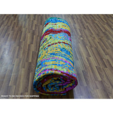 Load image into Gallery viewer, 9&#39;x11&#39;9&quot; Hot Pink With Sapphire Blue, Modern Design, Hand Knotted, Soft To The Touch, Pure Wool, Oriental Rug FWR479622