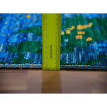 Load image into Gallery viewer, 9&#39;x11&#39;9&quot; Hot Pink With Sapphire Blue, Modern Design, Hand Knotted, Soft To The Touch, Pure Wool, Oriental Rug FWR479622