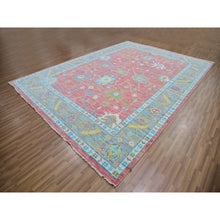 Load image into Gallery viewer, 10&#39;1&quot;x14&#39; Coral Pink, Hand Knotted, Oushak Weave And Design, All Over Leaf Pattern, Thick And Plush, Natural Wool, Oriental Rug FWR479634