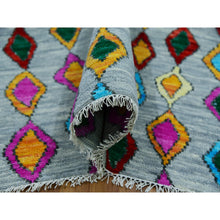 Load image into Gallery viewer, 10&#39;2&quot;x14&#39; Cloud Gray With Colorful Oushak Weave With Moroccan Inspired Design, Hand Knotted, Pure Wool, Substantially Heavy, Oriental Rug FWR479664