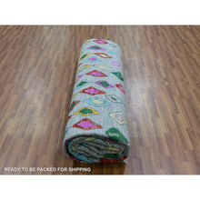 Load image into Gallery viewer, 10&#39;2&quot;x14&#39; Cloud Gray With Colorful Oushak Weave With Moroccan Inspired Design, Hand Knotted, Pure Wool, Substantially Heavy, Oriental Rug FWR479664