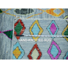Load image into Gallery viewer, 10&#39;2&quot;x14&#39; Cloud Gray With Colorful Oushak Weave With Moroccan Inspired Design, Hand Knotted, Pure Wool, Substantially Heavy, Oriental Rug FWR479664