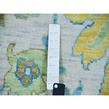 Load image into Gallery viewer, 10&#39;2&quot;x14&#39; Frost Ivory With Turquoise Blue And Green, Hand Knotted, Oushak Weave And Design, Pure Wool, Lush Pile, Oriental Rug FWR479682