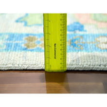 Load image into Gallery viewer, 10&#39;2&quot;x14&#39; Frost Ivory With Turquoise Blue And Green, Hand Knotted, Oushak Weave And Design, Pure Wool, Lush Pile, Oriental Rug FWR479682