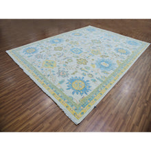 Load image into Gallery viewer, 10&#39;1&quot;x14&#39; Daisy Ivory, Hand Knotted, Oushak Weave And Design, Large Leaf Motif, 100% Wool, Plush And Lush, Oriental Rug FWR479694