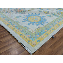 Load image into Gallery viewer, 10&#39;1&quot;x14&#39; Daisy Ivory, Hand Knotted, Oushak Weave And Design, Large Leaf Motif, 100% Wool, Plush And Lush, Oriental Rug FWR479694