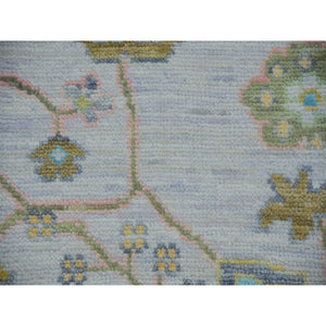 10'1"x14' Daisy Ivory, Hand Knotted, Oushak Weave And Design, Large Leaf Motif, 100% Wool, Plush And Lush, Oriental Rug FWR479694