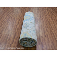 Load image into Gallery viewer, 10&#39;1&quot;x14&#39; Daisy Ivory, Hand Knotted, Oushak Weave And Design, Large Leaf Motif, 100% Wool, Plush And Lush, Oriental Rug FWR479694