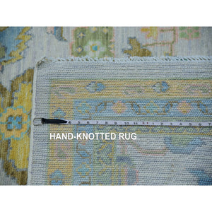 10'1"x14' Daisy Ivory, Hand Knotted, Oushak Weave And Design, Large Leaf Motif, 100% Wool, Plush And Lush, Oriental Rug FWR479694