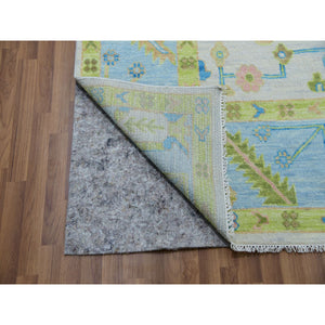 10'1"x14' Lace Ivory, Oushak Weave And Design, Hand Knotted, All Over Leaf Pattern, 100% Wool, Substantially Heavy, Oriental Rug FWR479700