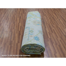 Load image into Gallery viewer, 10&#39;1&quot;x14&#39; Lace Ivory, Oushak Weave And Design, Hand Knotted, All Over Leaf Pattern, 100% Wool, Substantially Heavy, Oriental Rug FWR479700