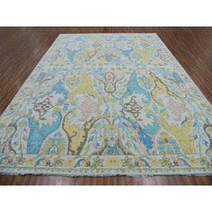 10'4"x14' Snow Ivory, Bijar Garus Design With Pastel Colors, Thick And Plush, Hand Knotted, Natural Wool, Oriental Rug FWR479706