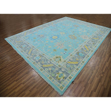 Load image into Gallery viewer, 10&#39;1&quot;x13&#39;10&quot; Teal Blue, Oushak Weave And Design With All Over Leaf Pattern, Hand Knotted, Thick And Plush, Pure Wool, Oriental Rug FWR479718