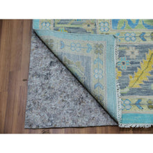 Load image into Gallery viewer, 10&#39;1&quot;x13&#39;10&quot; Teal Blue, Oushak Weave And Design With All Over Leaf Pattern, Hand Knotted, Thick And Plush, Pure Wool, Oriental Rug FWR479718