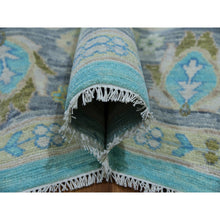 Load image into Gallery viewer, 10&#39;1&quot;x13&#39;10&quot; Teal Blue, Oushak Weave And Design With All Over Leaf Pattern, Hand Knotted, Thick And Plush, Pure Wool, Oriental Rug FWR479718