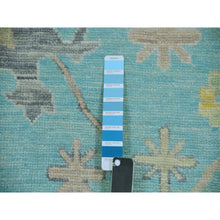 Load image into Gallery viewer, 10&#39;1&quot;x13&#39;10&quot; Teal Blue, Oushak Weave And Design With All Over Leaf Pattern, Hand Knotted, Thick And Plush, Pure Wool, Oriental Rug FWR479718