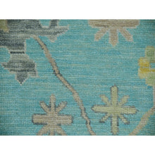 Load image into Gallery viewer, 10&#39;1&quot;x13&#39;10&quot; Teal Blue, Oushak Weave And Design With All Over Leaf Pattern, Hand Knotted, Thick And Plush, Pure Wool, Oriental Rug FWR479718