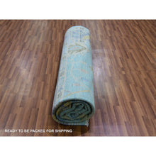 Load image into Gallery viewer, 10&#39;1&quot;x13&#39;10&quot; Teal Blue, Oushak Weave And Design With All Over Leaf Pattern, Hand Knotted, Thick And Plush, Pure Wool, Oriental Rug FWR479718