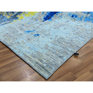 10'x13'9" Cloud Gray, Colorful Modern Abstract Design, Hand Knotted, Natural Wool, Thick And Plush, Oriental Rug FWR479778