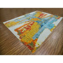 Load image into Gallery viewer, 10&#39;3&quot;x14&#39; Daisy Ivory With Earth Tone Colors, Modern Abstract Design, 100% Wool, Hand Knotted, Lush Pile, Oriental Rug FWR479784