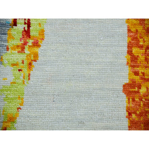 10'3"x14' Daisy Ivory With Earth Tone Colors, Modern Abstract Design, 100% Wool, Hand Knotted, Lush Pile, Oriental Rug FWR479784