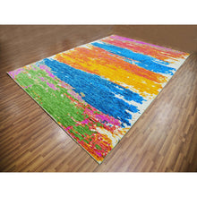 Load image into Gallery viewer, 10&#39;x14&#39;1&quot; Ivory With Multi Beach Colors, Hand Knotted, Modern Abstract Design, Pure Wool, Lush And Plush, Oriental Rug FWR479790