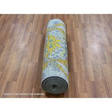 Load image into Gallery viewer, 2&#39;8&quot;x9&#39;5&quot; Blueish Gray, William Morris Inspired Arts And Crafts Design, Natural Wool, Hand Knotted, Thick And Plush, Runner, Oriental Rug FWR479808