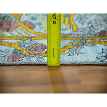 Load image into Gallery viewer, 2&#39;8&quot;x9&#39;5&quot; Blueish Gray, William Morris Inspired Arts And Crafts Design, Natural Wool, Hand Knotted, Thick And Plush, Runner, Oriental Rug FWR479808