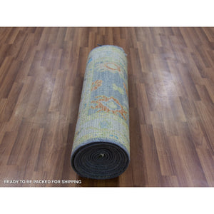 2'10"x15'7" Flint Gray, Oushak Weave And Design With Pastel Colors, Hand Knotted, Pure Wool, Lush Pile, Xl Runner, Oriental Rug FWR479820