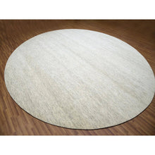 Load image into Gallery viewer, 14&#39;x14&#39; Pristine White, Extra Soft Wool, Hand Knotted Modern Grass Design, Tone on Tone, Organic Sustainable Textile, Round Oriental Rug FWR479832