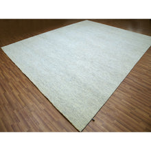 Load image into Gallery viewer, 12&#39;x15&#39; Dove White, Hand Knotted 100% Wool, Tone On Tone, Modern Grass Design, Organic Sustainable Textile, Oversized Oriental Rug FWR479838
