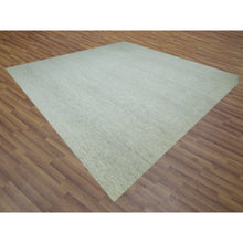 Load image into Gallery viewer, 14&#39;x14&#39; Eggnog White, Borderless Modern Grass Design, Hand Knotted Organic Sustainable Textile, Pure Wool, Tone on Tone, Square Oriental Rug FWR479844