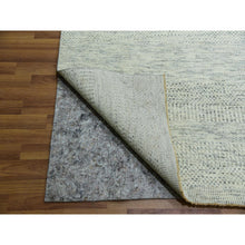 Load image into Gallery viewer, 14&#39;x14&#39; Eggnog White, Borderless Modern Grass Design, Hand Knotted Organic Sustainable Textile, Pure Wool, Tone On Tone, Square Oriental Rug FWR479844