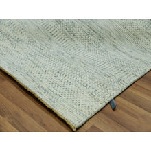 Load image into Gallery viewer, 14&#39;x14&#39; Eggnog White, Borderless Modern Grass Design, Hand Knotted Organic Sustainable Textile, Pure Wool, Tone on Tone, Square Oriental Rug FWR479844