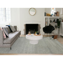 Load image into Gallery viewer, 9&#39;1&quot;x12&#39;1&quot; Whisper White, Hand Knotted All Wool, Tone on Tone, Organic Sustainable Textile, Modern Grass Design, Oriental Rug FWR479856