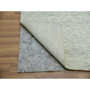9'1"x12'1" Whisper White, Hand Knotted All Wool, Tone on Tone, Organic Sustainable Textile, Modern Grass Design, Oriental Rug FWR479856