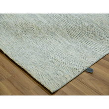 Load image into Gallery viewer, 9&#39;1&quot;x12&#39;1&quot; Whisper White, Hand Knotted All Wool, Tone on Tone, Organic Sustainable Textile, Modern Grass Design, Oriental Rug FWR479856