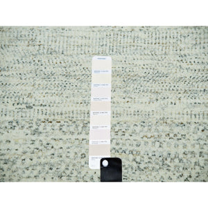 9'1"x12'1" Whisper White, Hand Knotted All Wool, Tone on Tone, Organic Sustainable Textile, Modern Grass Design, Oriental Rug FWR479856