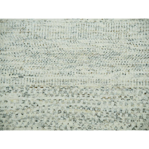 9'1"x12'1" Whisper White, Hand Knotted All Wool, Tone on Tone, Organic Sustainable Textile, Modern Grass Design, Oriental Rug FWR479856