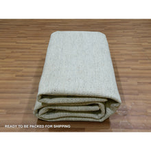 Load image into Gallery viewer, 9&#39;1&quot;x12&#39;1&quot; Whisper White, Hand Knotted All Wool, Tone on Tone, Organic Sustainable Textile, Modern Grass Design, Oriental Rug FWR479856
