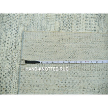 Load image into Gallery viewer, 9&#39;1&quot;x12&#39;1&quot; Whisper White, Hand Knotted All Wool, Tone on Tone, Organic Sustainable Textile, Modern Grass Design, Oriental Rug FWR479856
