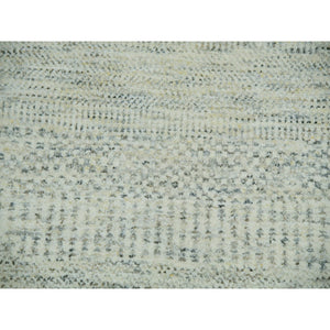 9'2"x11'10" Shoji White, Hand Knotted Borderless Organic Sustainable Textile, Soft and Vibrant Wool, Modern Grass Design, Tone on Tone, Oriental Rug FWR479862