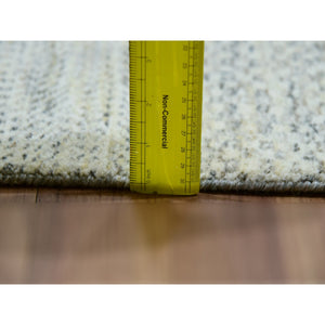 9'2"x11'10" Shoji White, Hand Knotted Borderless Organic Sustainable Textile, Soft and Vibrant Wool, Modern Grass Design, Tone on Tone, Oriental Rug FWR479862