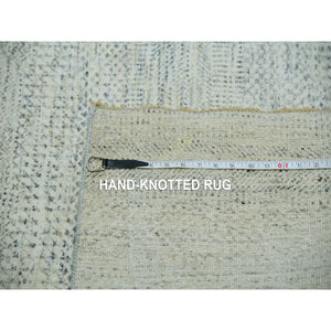 9'2"x11'10" Shoji White, Hand Knotted Borderless Organic Sustainable Textile, Soft and Vibrant Wool, Modern Grass Design, Tone on Tone, Oriental Rug FWR479862