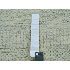 14'x18'1" Eider White, Hand Knotted Velvety Wool, Organic Sustainable Textile, Tone on Tone, Modern Grass Design, XL Oriental RugSh79980 FWR479880