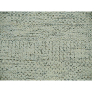14'x18'1" Eider White, Hand Knotted Velvety Wool, Organic Sustainable Textile, Tone on Tone, Modern Grass Design, XL Oriental RugSh79980 FWR479880
