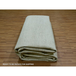14'x18'1" Eider White, Hand Knotted Velvety Wool, Organic Sustainable Textile, Tone on Tone, Modern Grass Design, XL Oriental RugSh79980 FWR479880