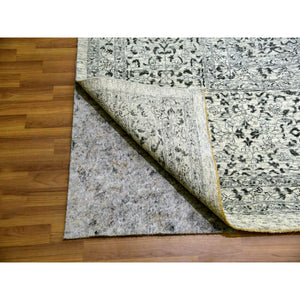 14'1"x17'9" Chantilly Lace White, Tone On Tone Design, Hand Knotted Mamluk Dynasty Luxurious Wool, Oversized Undyed Oriental Rug FWR479892